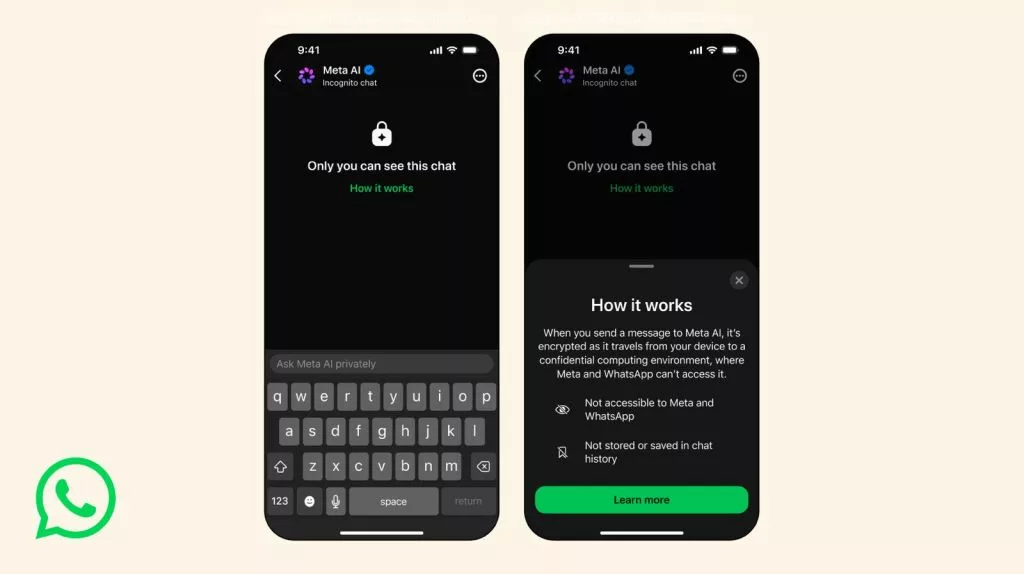 WhatsApp为Meta AI聊天新增隐身模式，保障用户隐私安全